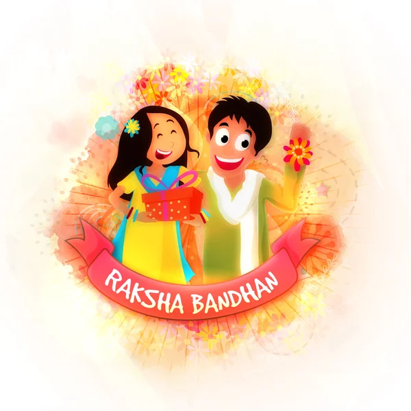 Hermano y hermana de Raksha Bandhan . — Vector de stock