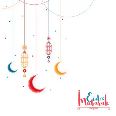 Eid Mubarak kutlama için tebrik kartı tasarımı.