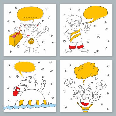 Elle çizilmiş karalama karakterleri seti.