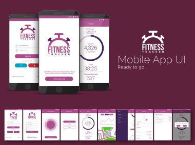 Fitness Tracker Mobil App Ui, Ux ve Gui şablonu.
