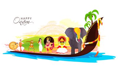 Onam Festivali kutlamaları için yaratıcı illüstrasyon.