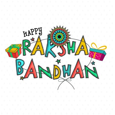 Raksha Bandhan için Renkli Metinli Tebrik Kartı.
