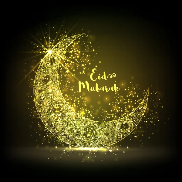 Croissant-lune lumineux pour la célébration de l'Aïd Moubarak . — Image vectorielle