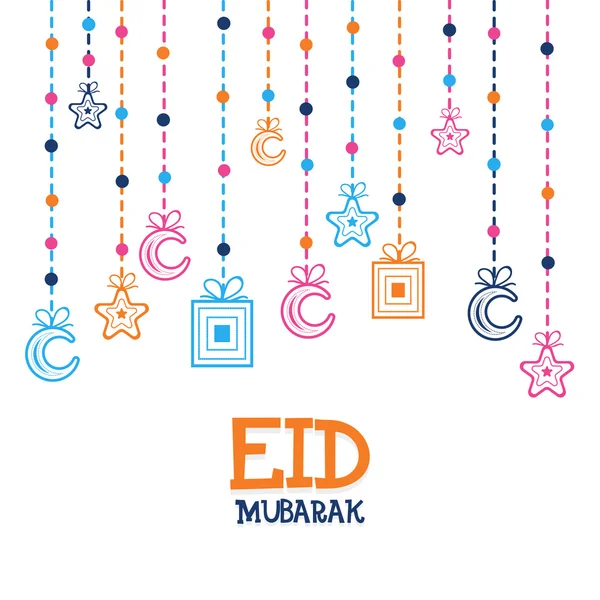 Tarjeta de felicitación para la celebración de Eid Mubarak . — Vector de stock