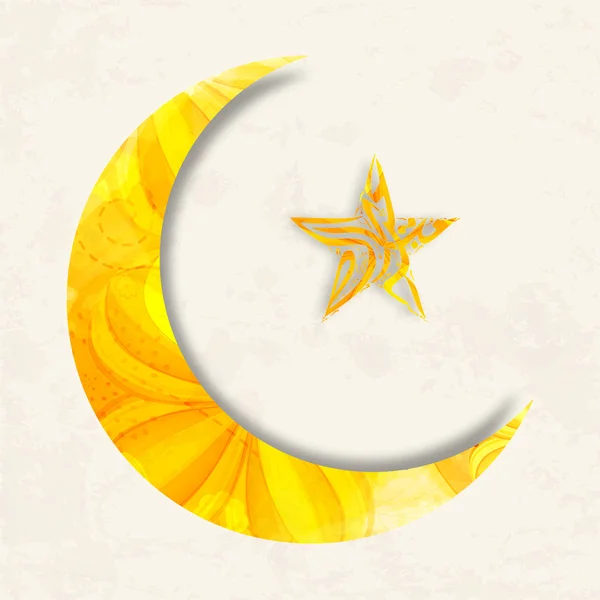 Празднование праздника Big Moon и Star for Eid . — стоковый вектор