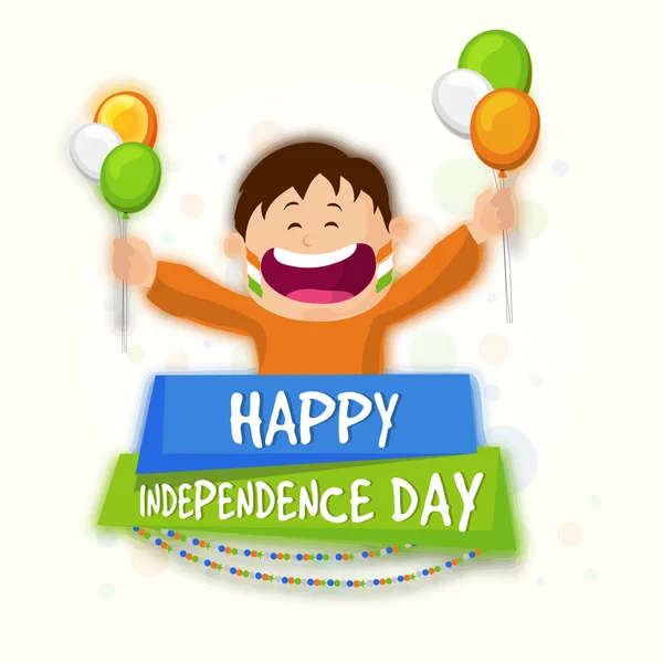 Hint Bağımsızlık Günü için balonlar ile Sevimli Boy. — Stok Vektör