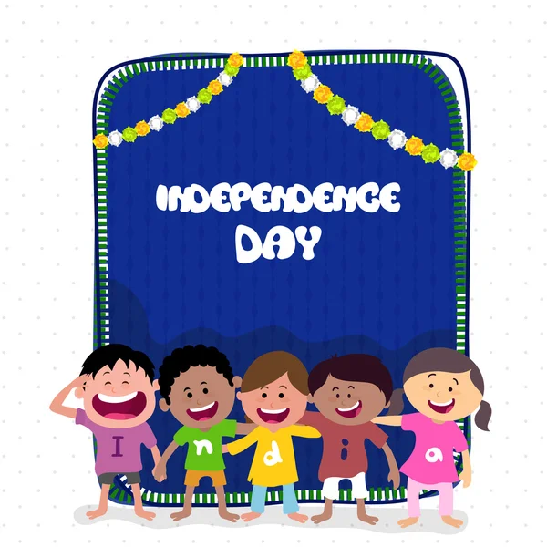 Lindos niños celebrando el Día de la Independencia India . — Vector de stock