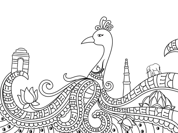 Line art design per la celebrazione del giorno dell'indipendenza . — Vettoriale Stock