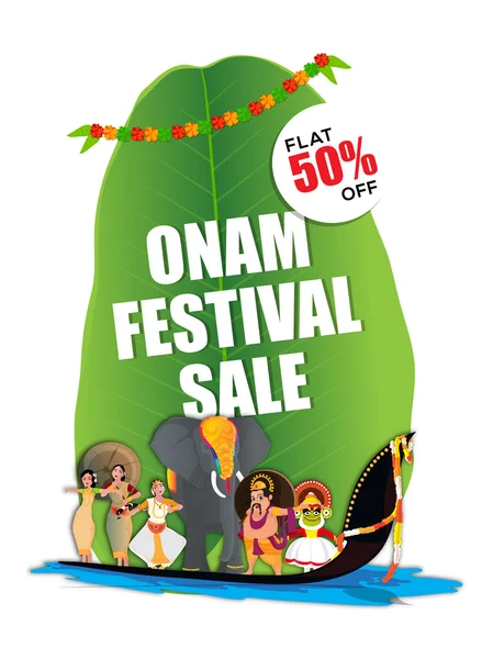 Onam Festival Vente Affiche, bannière ou prospectus . — Image vectorielle