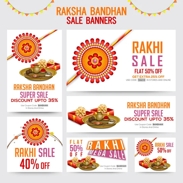 Vente Bannières pour la célébration de Raksha Bandhan . — Image vectorielle