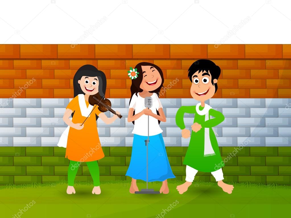 Cute happy girls for Indian Independence Day. Stock Vector Image by  ©alliesinteract #117853832