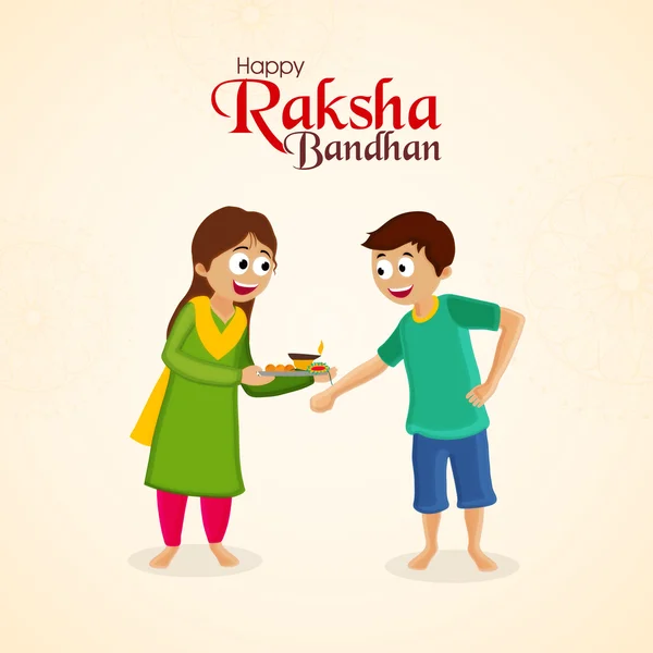 Tarjeta de felicitación para la celebración de Raksha Bandhan . — Vector de stock