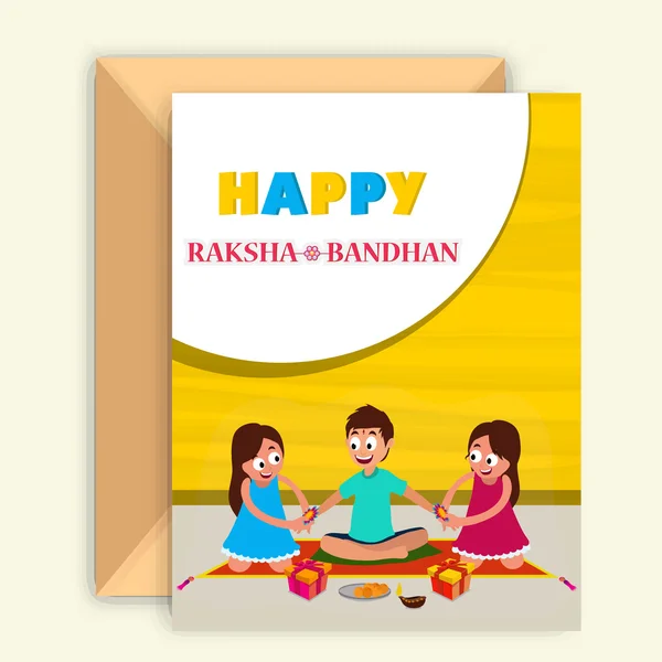 Gratulationskort med kuvert för Raksha Bandhan. — Stock vektor