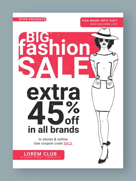 Big Fashion Sale Poster, Banner or Flyer. — Stock Vector