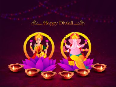 Tanrıça Lakshmi ve Lord Ganesha Diwali için.