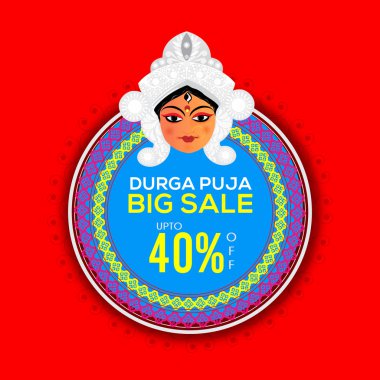 Durga Puja Big Sale Sticker, Tag or Label design. clipart