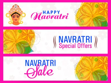 Navratri Satış web başlık veya afiş seti.