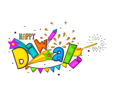 Diwali için Firecrackers ile Renkli Metin.