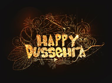 Poster, Altın Metin Mutlu Dussehra ile Afiş.