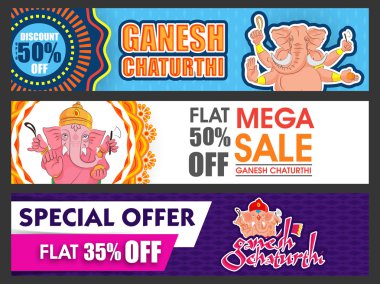 Ganesh Chaturthi için web sitesi başlığı veya afiş.