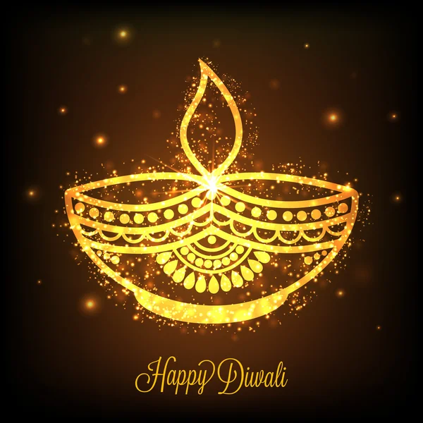 Golden Olajlámpa a Happy Diwali ünneplés. — Stock Vector