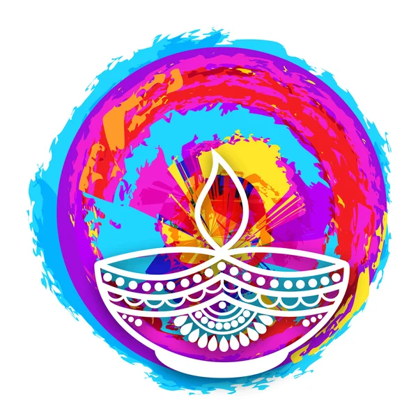 Lámpara de luz floral para la celebración de Happy Diwali . — Vector de stock