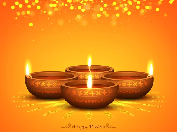 Upplyst upplyst lampa för Diwali Celebration. — Stock vektor