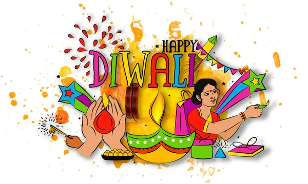 Éléments colorés pour la célébration de Diwali . — Image vectorielle