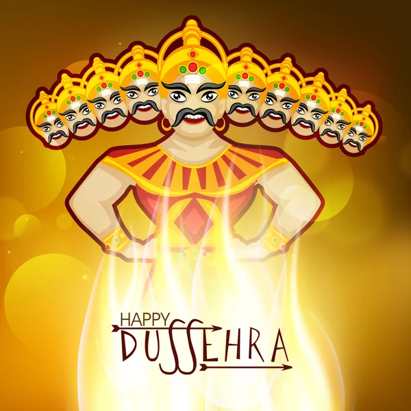 Celebración de Dussehra con Ravana Ardiente . — Vector de stock