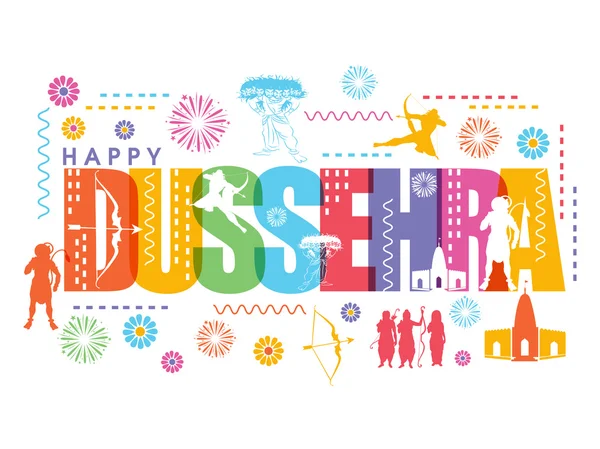 Poster, spanduk atau brosur untuk Happy Dussehra . - Stok Vektor