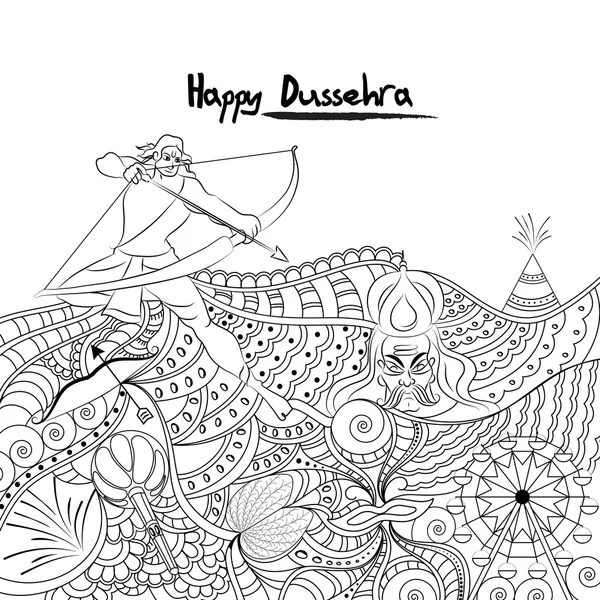 Illustration de style Doodle pour Happy Dussehra . — Image vectorielle