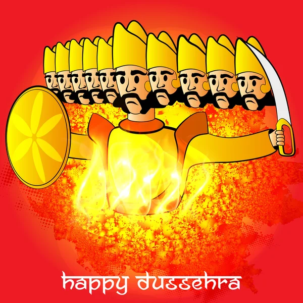 Celebración de Dussehra con Ravana Ardiente . — Vector de stock