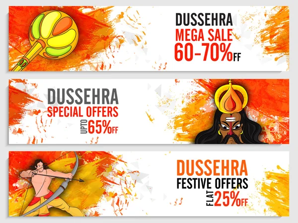 Dussehra försäljning webbplats header eller banner set. — Stock vektor