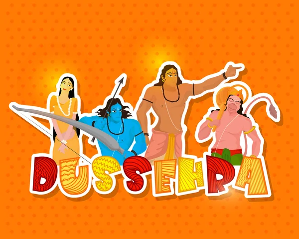 Happy Dussehra kutlama için yapışkan tasarım. — Stok Vektör