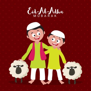 Kurban Bayramı Mübarek'i Kutlayan İslami Çocuklar.