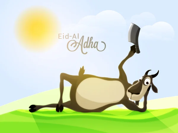 Коза с чоппером для праздника Ид-аль-Адха . — стоковый вектор