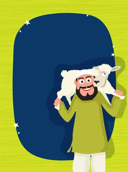 Hombre con ovejas para la celebración de Eid-Al-Adha . — Vector de stock