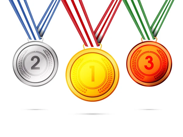 Medalhas de Ouro, Prata ou Bronze para o conceito de Esportes . — Vetor de Stock