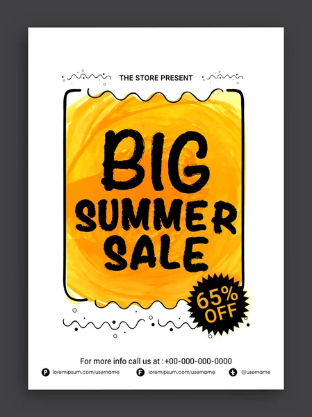 Grande panfleto de venda de verão ou banner . — Vetor de Stock