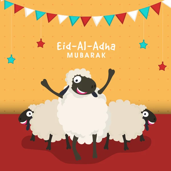 Pecore per Eid-Al-Adha Mubarak . — Vettoriale Stock