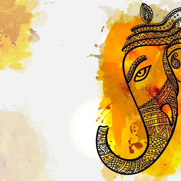 Lord Ganesha gezicht voor Ganesh Chaturthi. — Stockvector