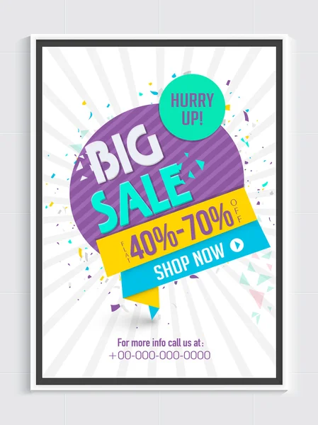 Grote verkoop poster, spandoek of flyer ontwerp. — Stockvector
