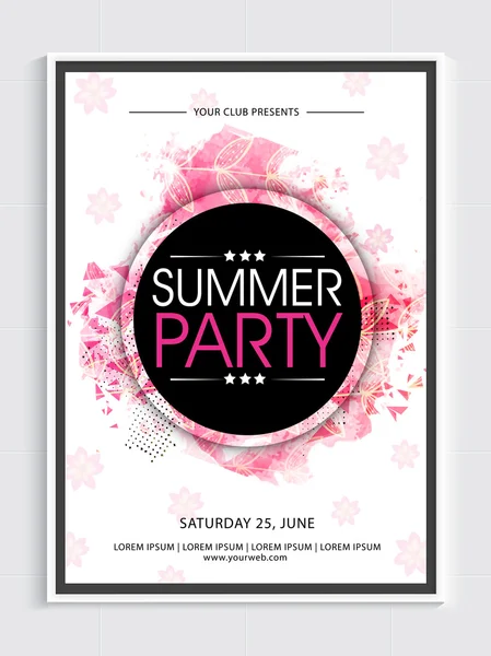 Summer Party Template, Banner or Flyer. — Stock Vector