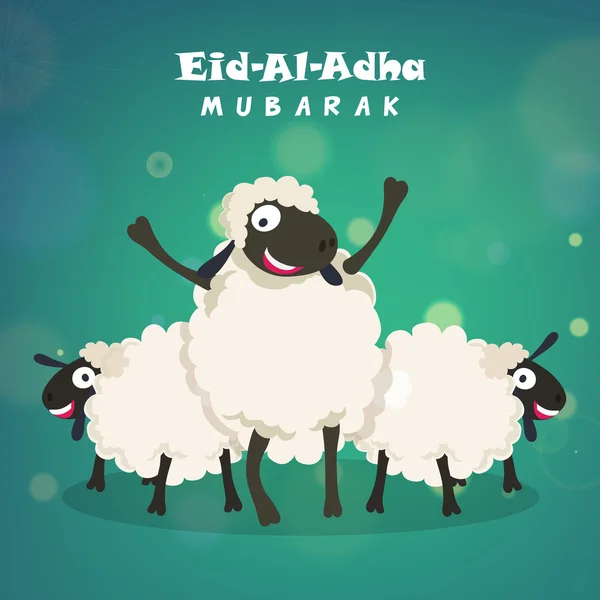 Ovelhas para Eid-Al-Adha Mubarak . — Vetor de Stock