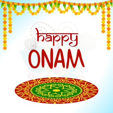 Happy Onam kutlaması için Tebrik Kartı tasarımı.
