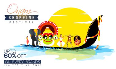 Onam Festivali Için Satış Afişi, Afiş veya El İlanı.