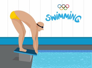 Yüzücü illüstrasyon spor konsepti için.