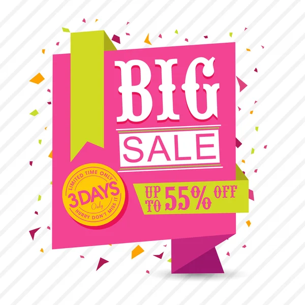 Big Sale Paper Tag or Banner design. — Stock Vector