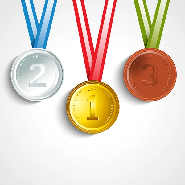 Medallas de Oro, Plata y Bronce para los Juegos Olímpicos . — Vector de stock