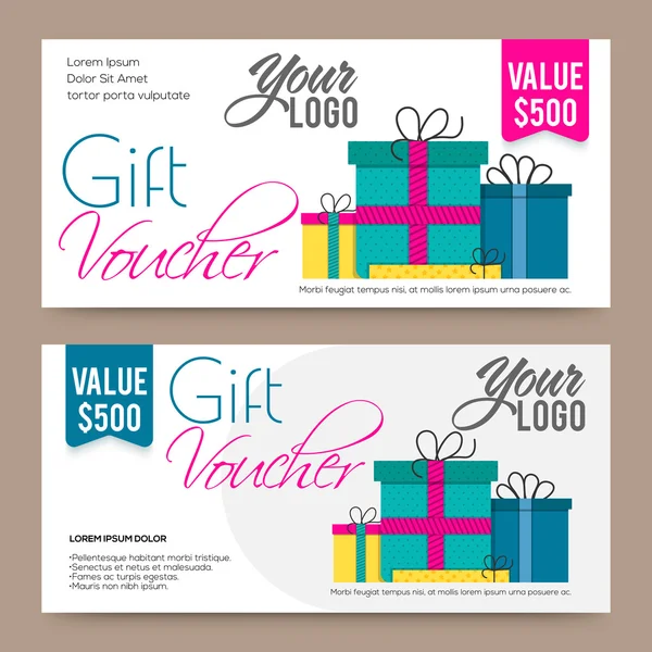 Gift Voucher, Card ou layout de modelo de cupom . —  Vetores de Stock